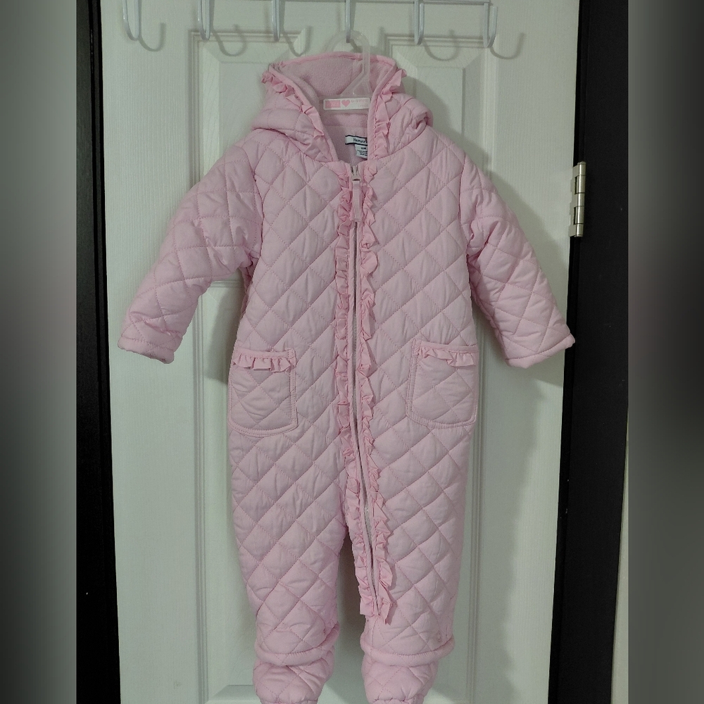 Pink Quilted Baby Snowsuit